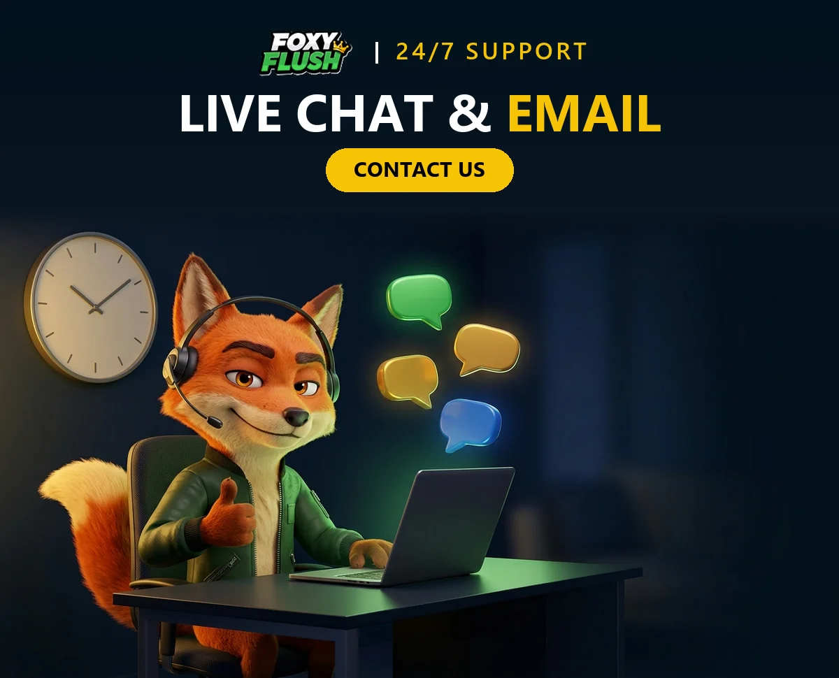 foxy-flush-support-fox-with-a-headset-answering-live-chat-around-the-clock